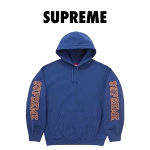 Supreme Collegiate Sleeve Hooded Sweatshirt Hoodie Dark Royal FW24 Size M - Picture 1 of 6