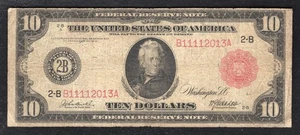 FR. 893b 1914 $10 TEN DOLLARS RED SEAL FRN FEDERAL RESERVE NOTE NEW YORK, NY - Picture 1 of 2