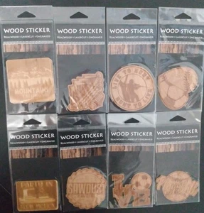 Wood Stickers 8 ct Realwood Lasercut engraved wood stickers set, sports, outdoor - Picture 1 of 10