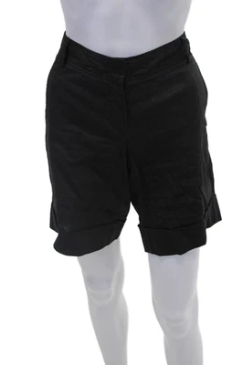 Женские льняные повседневные шорты Theory с четырьмя карманами на молнии однотонные черные размер 6 - Изображение 1 из 4