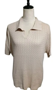 Stitches in Time SZ 1X Tan Short Sleeve Pullover Ribbed Sweater 100% Cotton New - Picture 1 of 10
