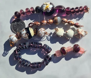 Holiday Artisan Lampwork Collection - Pflaume, Gold & Creme Kunsthandwerk Lampwork Perlen - Bild 1 von 6
