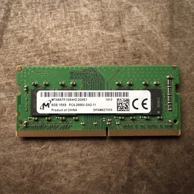Micron 8GB DDR4 PC4-2666V-SA2-11 1Rx8 SODIMM Laptop RAM MTA8ATF1G64AZ-2G6E1 - Image 1 of 3