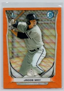 2014 BOWMAN #BCP3 JACOB MAY CHROME ORANGE WAVE REFRACTORS CHICAGO WHITE SOX - Picture 1 of 2