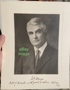 SIGNED Oct. 1934 DR. WILLIAM JAMES MAYO Clinic Co-Founder in Minnesota PORTRAIT - Picture 1 of 5