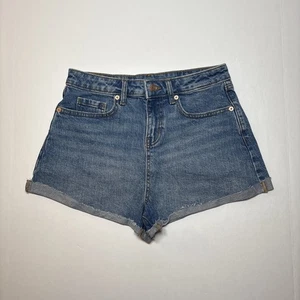 Wild Fable Denim hoch geschnittene kurze Shorts mit gerolltem Bündchen Damengröße 4/R blau gepflegt - Bild 1 von 15