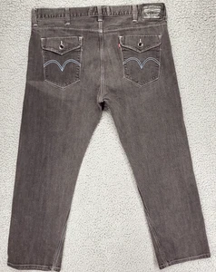Vintage Levi's 514 Flap Pocket Jeans Mens 40x30 Slim Straight Charcoal Wash Grey - Picture 1 of 15