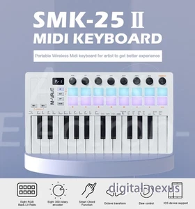 M-VAVE 25-Key MIDI Keyboard SMK-25 Ⅱ Black White Mini Portable DJ Controller Pad - Picture 1 of 15