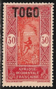 Togo #201 (A5) Sehr schön MLH - 1921 30c Mann kletternde Ölpalme - O/P "TOGO" - Bild 1 von 1