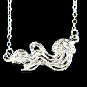 ~Jellyfish made with Swarovski Crystal Jellies Beach Ocean Marine Diver Necklace - Picture 1 of 1