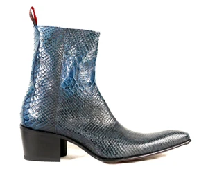 Bota Jeffery-West Italiana MAINLIN Serpiente Azul 'COCKNEY REBEL' Tacón Cremallera PVP £495 - Imagen 1 de 6