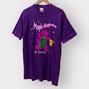 Vintage 1993 Barney Magic Happens The Dinosaur XL Shirt Single Stitch USA - Picture 1 of 4
