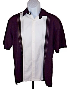 The Havanera Co Cuban Shirt Mens Medium Black Striped Short Sleeve Button Down - Picture 1 of 4