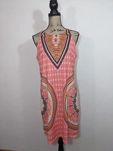 ARYEH Sleeveless Pink Halter Mini Summer Dress Stretch Pattern Size Medium M - Picture 1 of 8