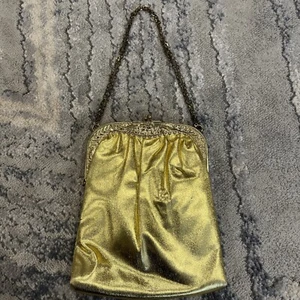 Vintage Gold Lamé HL Abendtasche Handtasche 80er Jahre Glam D - Bild 1 von 10