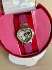MINNIE MOUSE HEART-SHAPED CYSTAL RHINESTONES BEZEL PINK LEATHER STRAP $45 SALE