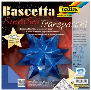 folia Faltblätter Bascetta-Stern 200 x 200 mm 115 g/qm 32 Blatt blau-transparent - Bild 1 von 2