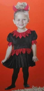 Toddler Devil Halloween Costume 12/18 mths Red Black Dress & Horn Headband Girls - Picture 1 of 9