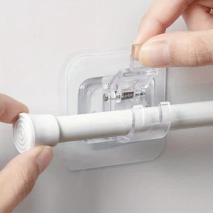 Adjustable No-Drill Curtain Rod Holders - Self-Adhesive Nail-Free Brackets, 4pcs - Picture 1 of 11
