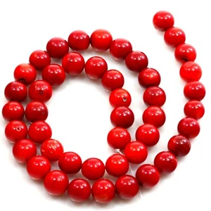 Coral Round Red Sea Bamboo Coral Spacer Loose 9.5-10mm Beads 15" Jewelry Making - Picture 1 of 2