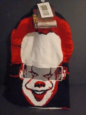 Stephen King IT PENNYWISE Clown Full Face Mask  Beanie Hat One Size -NWT - Image 1 of 2