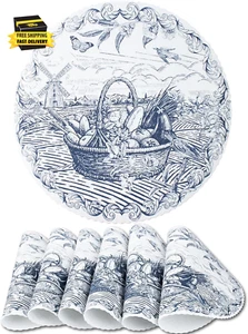 15 Inches round Placemats for Dining Table, Set of 6 Polyester Washable Table Ma - Picture 1 of 7