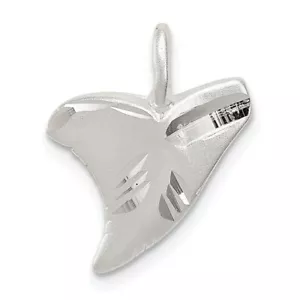 Sterling Silver 925 Diamond-Cut Satin Sharks Tooth Charm Pendant 0.75 Inch - Picture 1 of 4