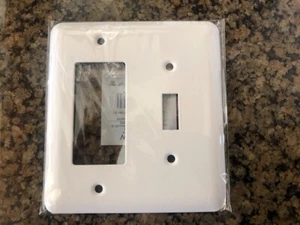 New! TayMac White Metal 2 Gang Toggle Decorator Plate by TayMac Standard WRW-TR - Picture 1 of 2