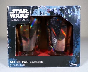 STAR WARS Rouge One Collectible Glasses Set of Two 16 oz Holographic Pictures - Picture 1 of 10