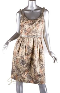 Carmen Marc Valvo Size 6 Gold Metallic Cocktail Dress - Picture 1 of 5