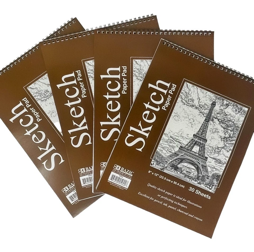 Cuaderno de bocetos 4 PK 9x12 pulgadas calidad premium almohadilla de bocetos arte libro estudiante dibujo blanco Foto 1 de 4