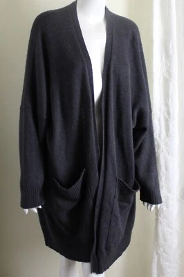 AS IS Piling Eskandar O/S Charcoal 36"L Cashmere Cotton Silk Cardigan Sweate - Image 1 of 4