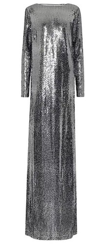 GUCCI SILVER SEQUIN MAXI DRESS S