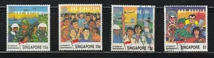 SINGAPORE 1990 25 YEARS OF INDEPENDENCE COMP. SET 4 STAMPS SC#576-579 FINE USED - Picture 1 of 1