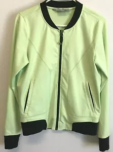 Athleta Bombastic Bomber Track Jacket Size S Lime Green Zip Pockets - Picture 1 of 6