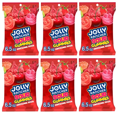 Jolly Rancher Sour Gummies Awesome Reds, edición limitada, 6,5 onzas (paquete de 6) Foto 1 de 4