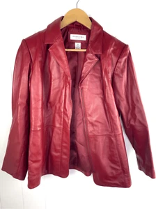 Preston & York Petites Vintage Red Lamb Skin Leather Blazer Style Jacket Moto PM - Bild 1 von 8