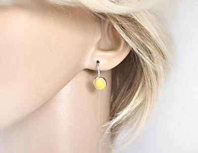 Bernstein Ohrhänger Silber 925 Ohrringe oval gelb echt Sterlingsilber Damen bh29 - Bild 1 von 3