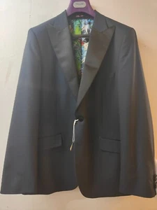 Harry Brown Midnight Blue Peak Lapel Single Breasted Dinner Suit Jacket 46L - Picture 1 of 2