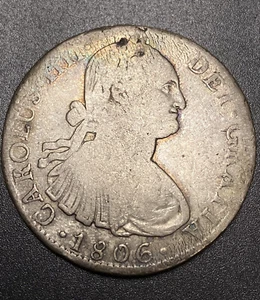 8 Reales 1806 TH U.S. First Silver Dollar $1 Mexico Colonial World Foreign Coin - Picture 1 of 11