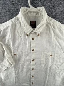 VTG Scott Barber America USA Made Linen Short Sleeve Button Down Shirt White LG - Picture 1 of 12
