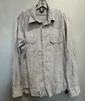 Camisa Jack Daniels Old N°7 Gris Rayas Abotonada Manga Larga Talla L Foto 1 de 4