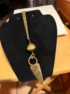 Brass CHAIN NECKLACE WITH BRASS BALL AND BRASS DAGGER ATTACHED DROP 24" - Picture 1 of 3