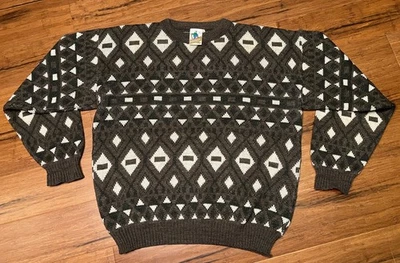 Suéter Geométrico Grande Vintage Para Hombre Woodman Inglaterra Mezcla Lana Foto 1 de 4