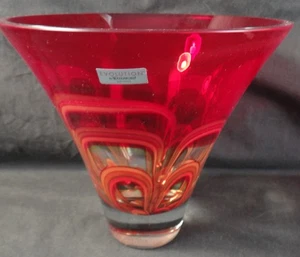 Waterford Evolution Red Amber Art Glass Crystal Flared 8" Vase MINT IN BOX! - Picture 1 of 8