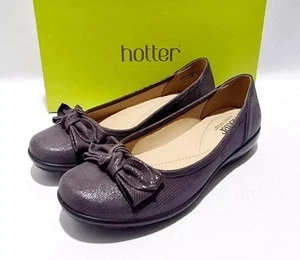 Hotter Jewel Size 6 UK New Boxed Violet Lizard Purple Leather Shoes Flats - Picture 1 of 7