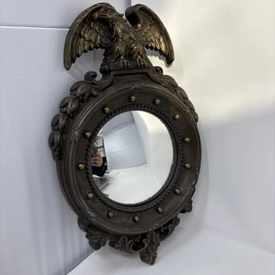 VTG Convex Federal American Eagle Mirror Porthole Brown Regency Homco 2340 1945 - Image 1 of 4