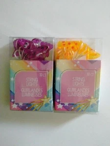 NUEVO JUEGO DE 2 LUCES DE CADENA DE 3,6 PIES --- DIAMANTES - FUNCIONA CON PILAS púrpura y amarillo - Imagen 1 de 2