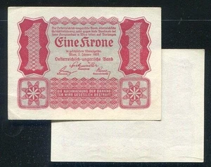Austria  , P74 , 1 Krone , 1922 , AU+ - Picture 1 of 1