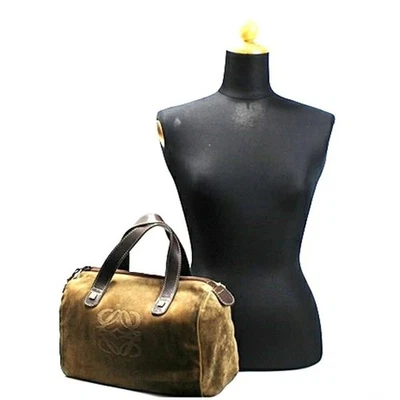 Authentic Loewe Anagram Amazona 28 Handbag Boston Bag Suede Leather Gold - Image 1 of 4